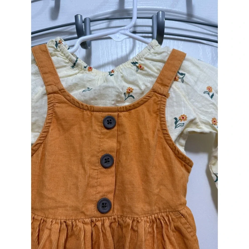 Cat & Jack Baby Girls Mustard Ditsy Floral Corduroy Jumper Set 12M NWT